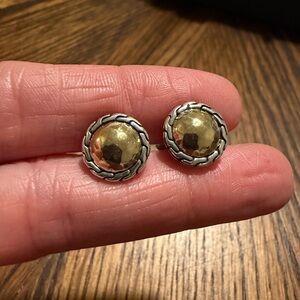 John Hardy silver and 18k classic chain and hammered stud earrings